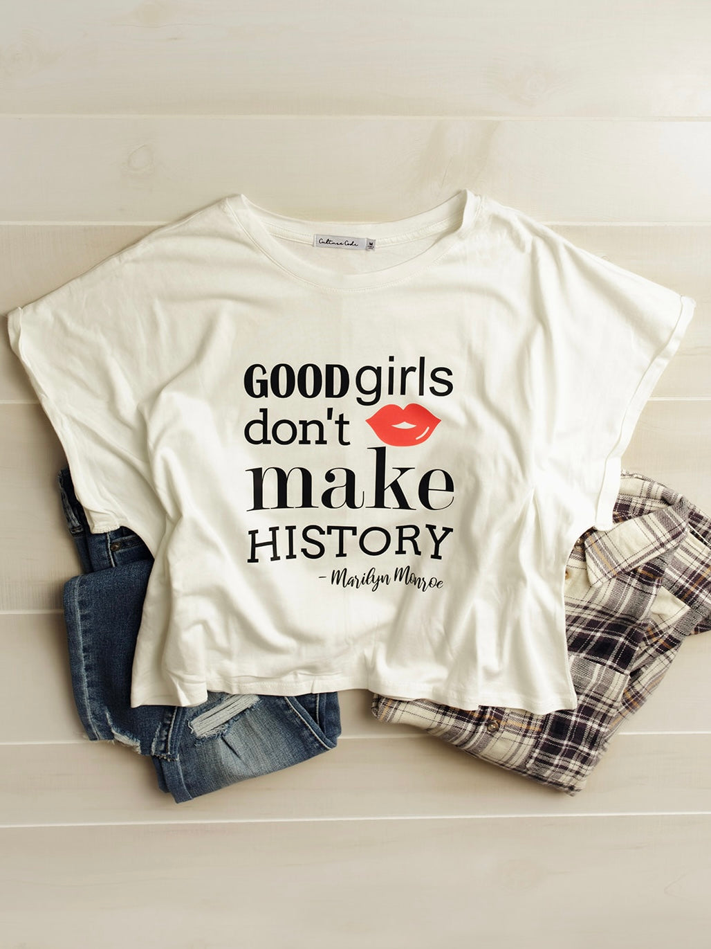 Good Girls Don't Make History Cropped Marilyn Monroe Graphic Tee.  Marilyn Monroe Crop Top.