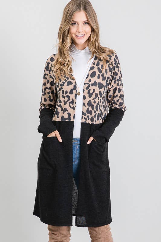 Leopard Colorblock Cardigan