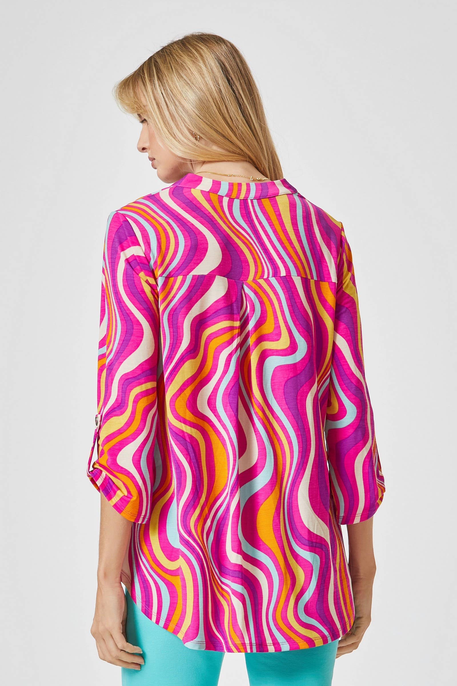 Abstract Magenta Lizzy Blouse