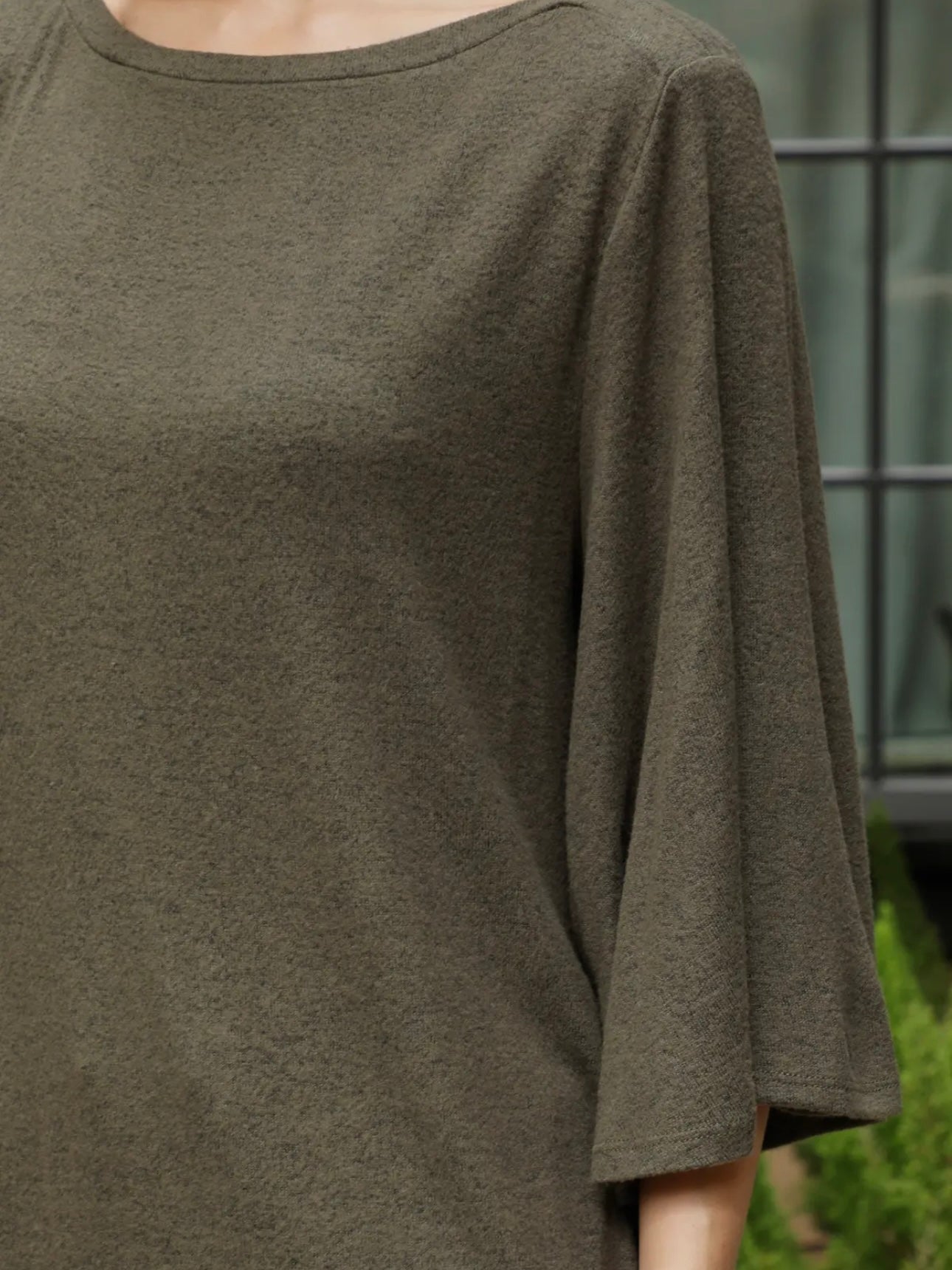 Olive Brushed Hacci Top