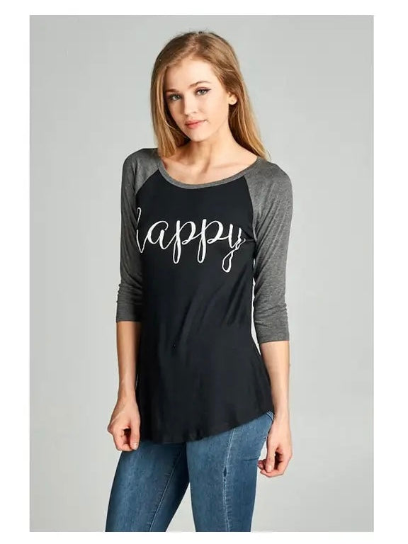 Happy Print Raglan Shirt