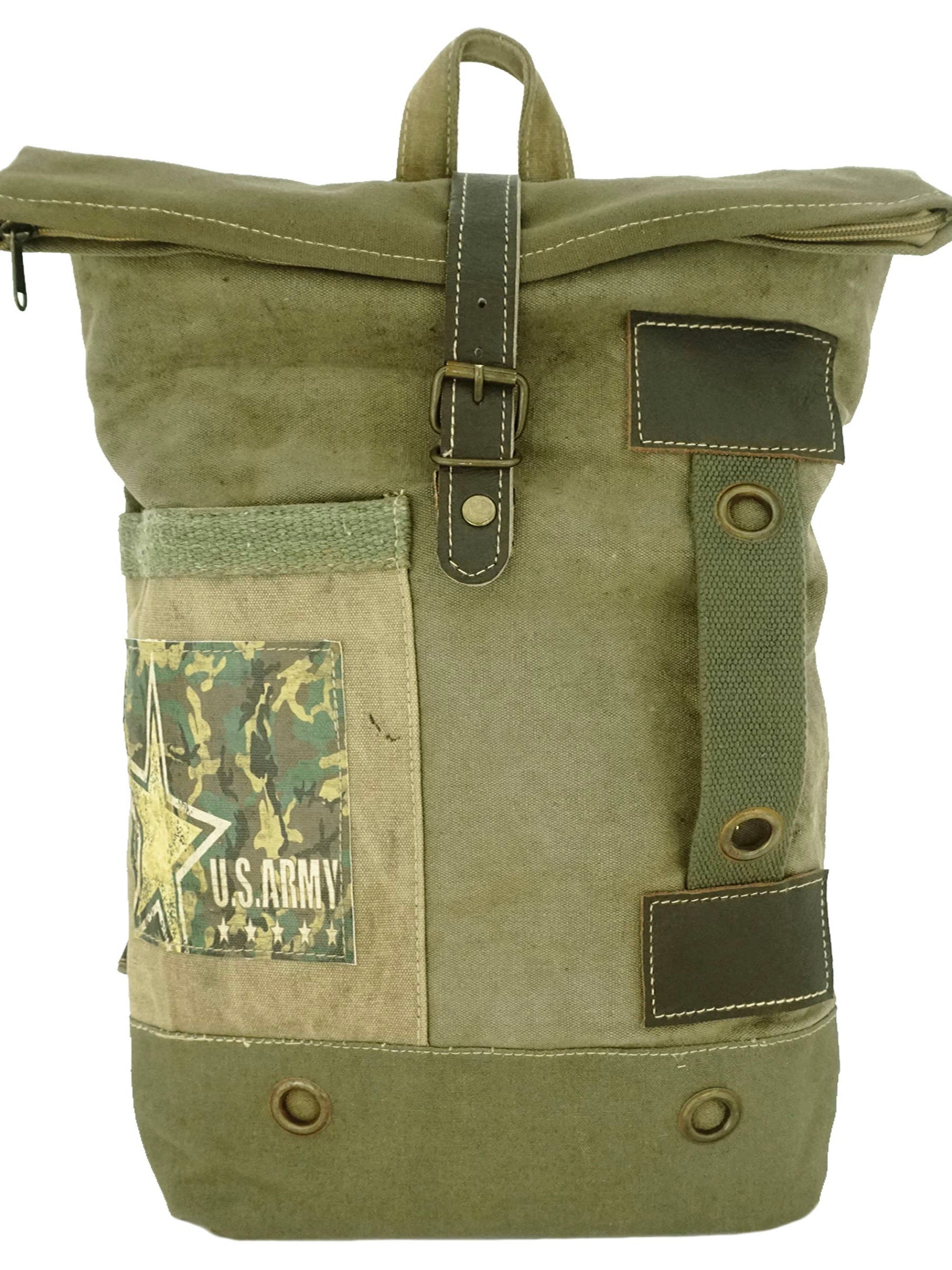 Recycled Military Tent Backpack - US ARMY