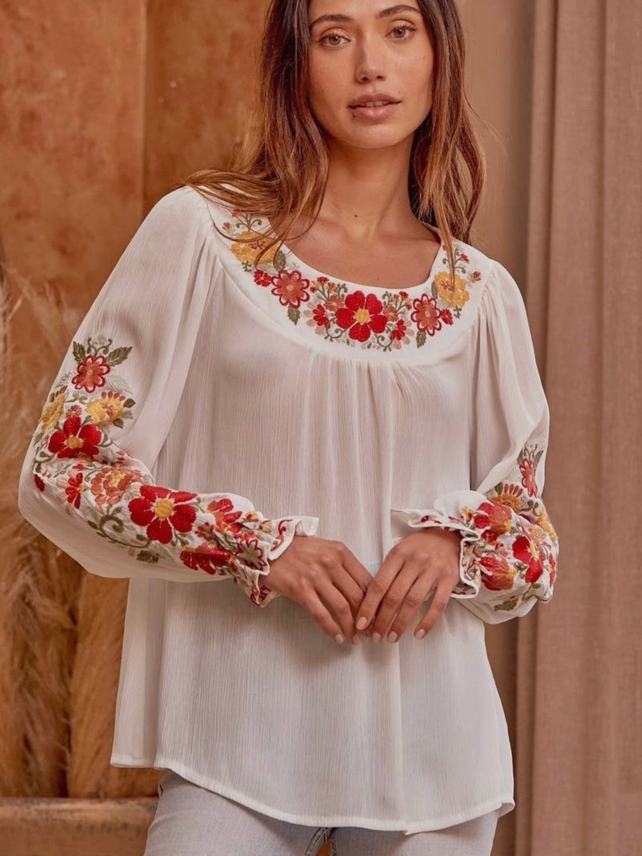Embroidered Long Sleeves Top