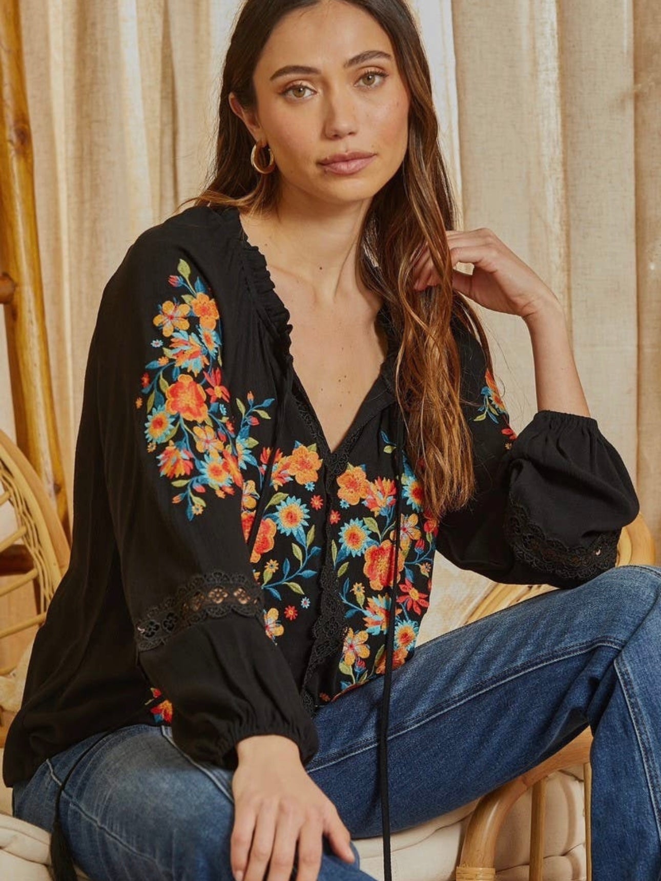 Floral Embroidery Top