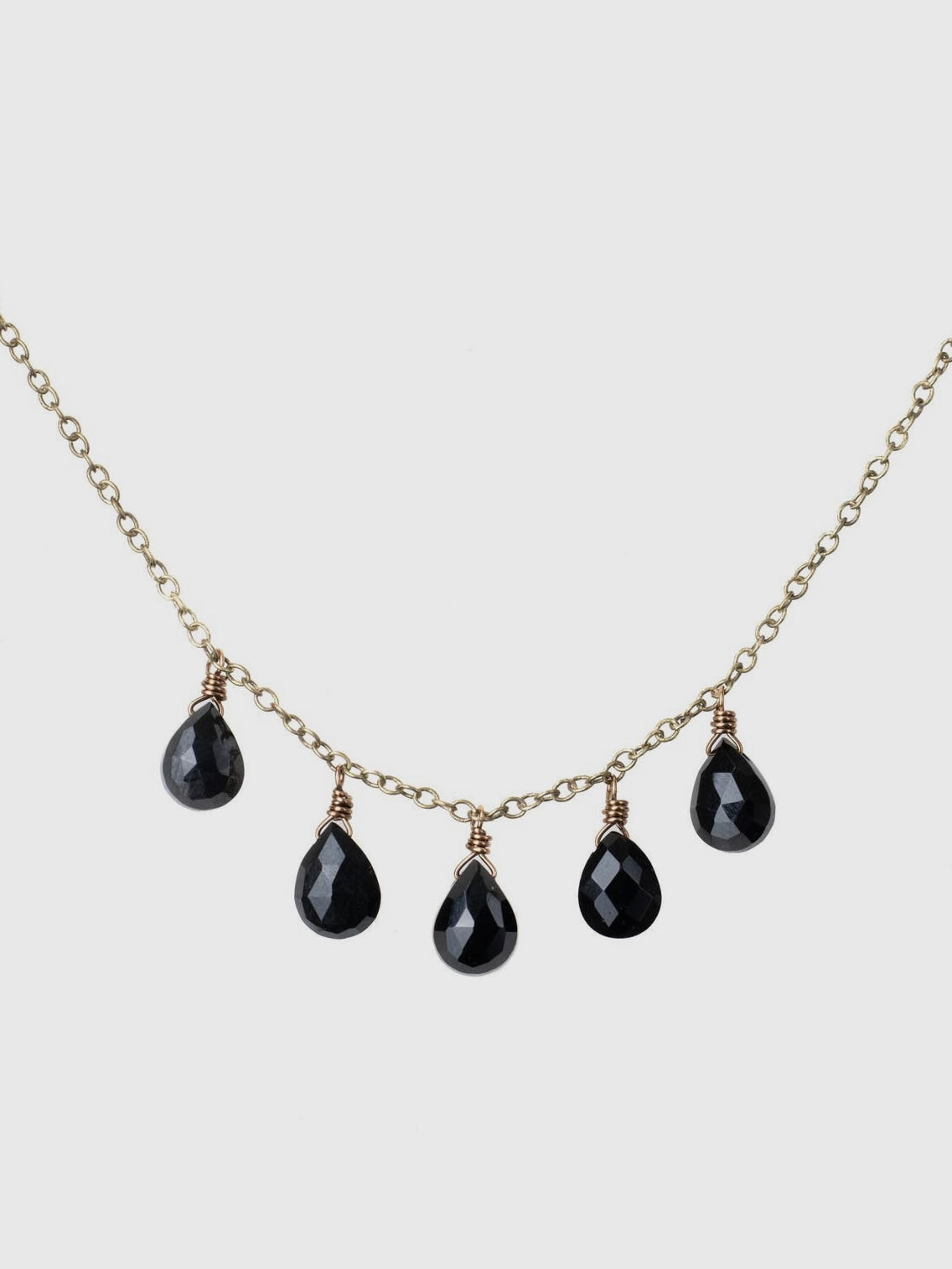 Dainty 5 Stone Black Onyx Necklace